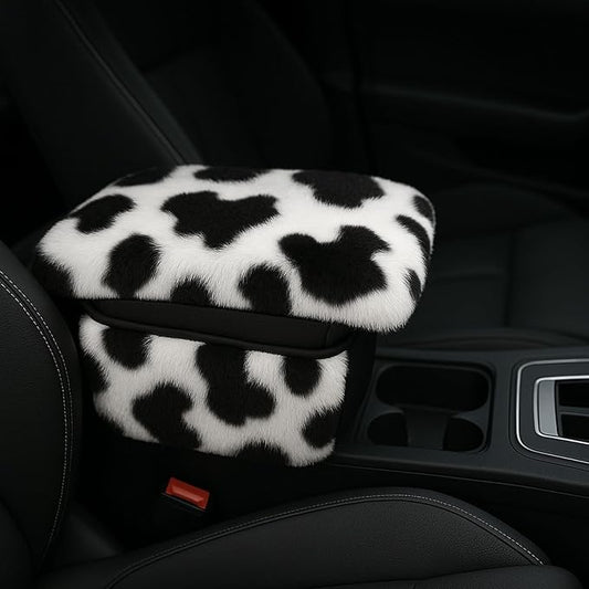 Fluffy Car Armrest Cover with Side Pockets – Plush Fuzzy Fur Center Console Armrest Cushion Pad, Universal Winter Car Interior Protector, Soft Arm Rest Cover with Storage for Women & Men (COWS) by Unknown