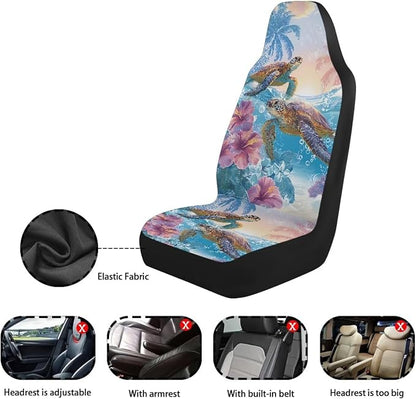 Sea Turtle Car Front Seat Covers 2 Pcs Anti-Slip Hawaiian Car Seat Cover Protector Front Seats Comfortable Protection Interior Accessories Suitable for Most Cars,SUV,Sedan - Image 6