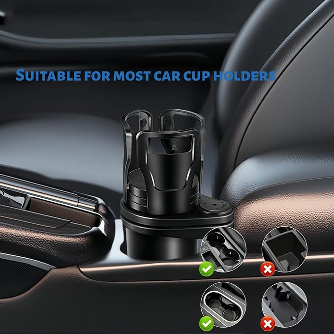 Car Cup Holder Expander，VIVURA 2-in-1 Multifunctional Car Cup Holder, Dual Cup Storage, Compatible with Hydro Flask, Yeti, Nalgene, 32/40 oz Large Bottle Drink Cups - Image 7