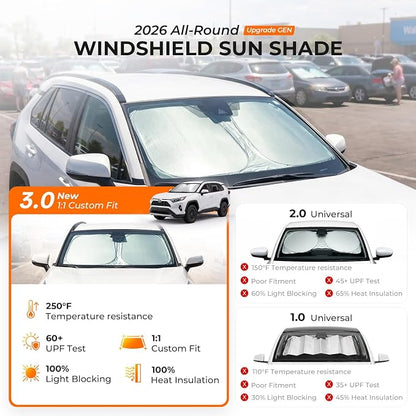 [2026 Upgraded] DooGooCoo Windshield Sun Shade for Mazda CX5 2017-2025 2026 [Cooling Ice-Crystal, 100% Sun Block] Sunshade for Car Windshield for Mazda CX5 Sun Shade, Custom Fit for CX 5. - Image 2