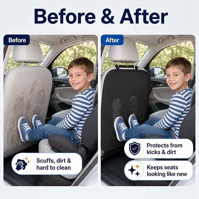 Back Seat Cover for Kids, 2 Pack Waterproof Kick Mats Backseat Protector, Car Seat Back Protectors for Vehicles to Protect from Dirt, Mud & Scratches,Easy to Clean X-Large - Image 5
