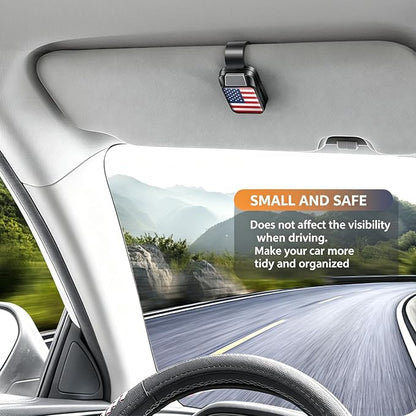Dsycar Sunglasses Holder for Car, 2 Pack Car Sun Visor Sunglasses Clip | American Flag One-Handed-Operation Easy Access Storage for Driving,Universal Fits Anti-Scratch Car Sun Visor Accessories - Image 4