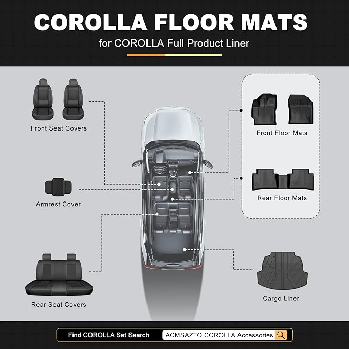 AOMSAZTO Floor Mats for Toyota Corolla Sedan 2020-2026 (NO Hatchback/Cross) | Custom Fit Floor Liners All-weather Protection Waterproof Easy to Clean Heavy Duty Non-Slip Rubber Corolla Accessories - Image 9