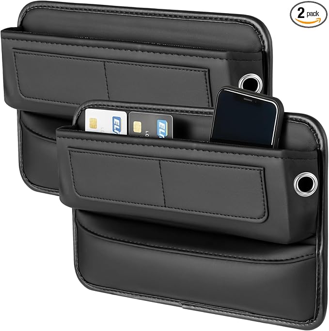 2 Pcs Car Seat Gap Filler Organizer, Universal Premium Leather Front Seat Side Organizer, Gap Filler for Car, Leather Car Storage Box with Multi-Pocket Design for Car Truck by Unknown