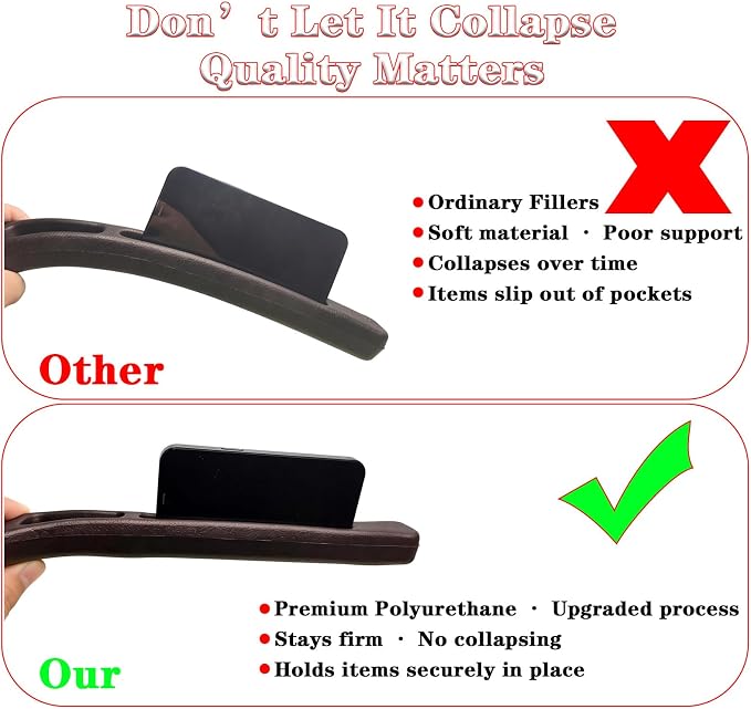 Car Seat Gap Filler Organizer of 2, 2 in 1 Car Gap Filler(Brown) | Universal Gap Filler with Storage Pockets, No Drop Seat Guard for Phones Keys Cards,Car Accessories for Most Cars Trucks SUVs - Image 7