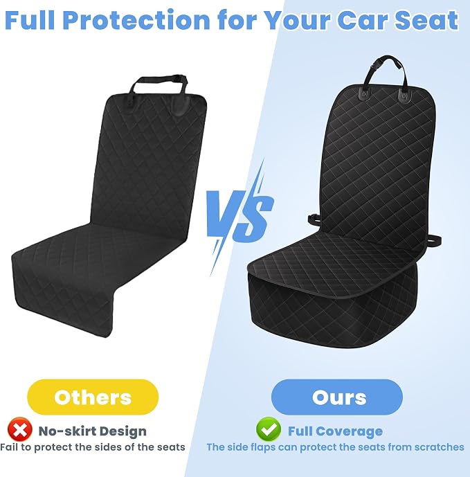 ELONGRIVER Dog Car Seat Covers, Waterproof Front Seat Cover | Scratch-Proof, Nonslip Pet Passenger Seat Cover Protector, Universal Fit for Cars Trucks SUVs, Standard Size 1 Pack, Black - Image 5