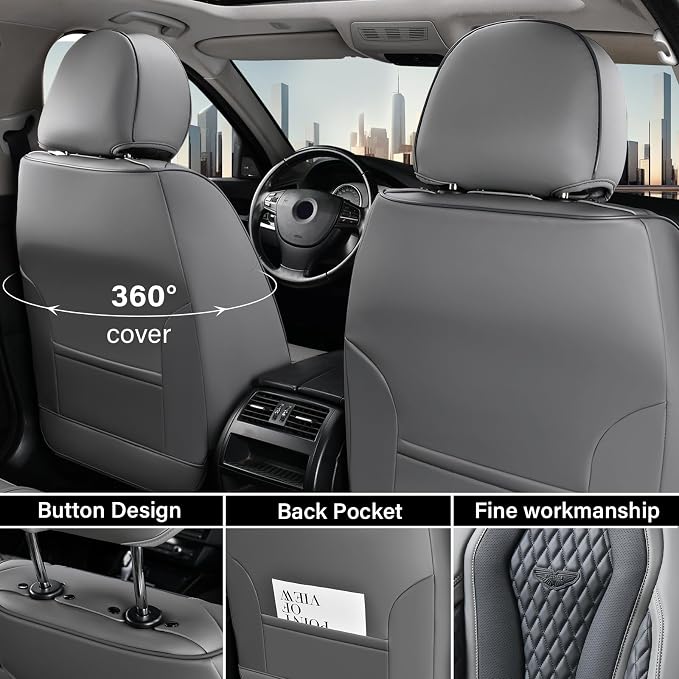 Coverado Car Seat Covers Full Set, Black Seat Covers, Automotive Car Seat Cover, Car Seat Cushion, Car Seat Covers Front Seats Back Seat Covers, Car Seat Protector Universal Fit Most Cars - Image 3