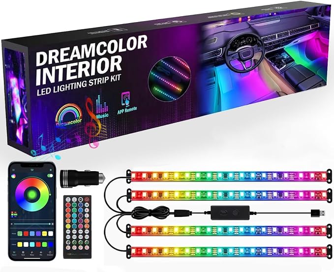 Car Interior LED Lights, USB Under Dash RGB Ambient Lighting Kit, DC 5V | DIY Music Mode, Smart USB Powered Color Changing Light Strips for Jeeps, Trucks and SUVs, Car Accessories for Men & Women by EJsSUPERCAR