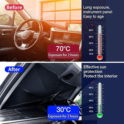 Car Windshield Sun Shade Umbrella for Hyundai Accent 2000–2026, Foldable Windshield Sunshade with Reinforced Ribs, Reflective Sun Shade for Front Windshield,S 125 x 65 cm - Image 3