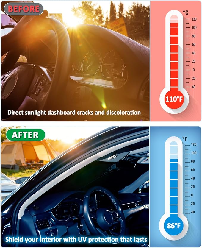 Windshield Sun Shade for 2014-2020 Nissan Rogue Sun Visor Protector | Sunshade Fit Rogue Accessories Foldable Upgrade Front Window Sun Visor Protector Blocks UV Rays Keep Your Car Cooler - Image 4