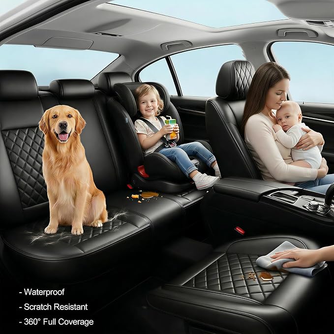 Car Seat Covers Compatible with GMC Terrain 2010-2025 2026 - Waterproof & Breathable Luxury Leather All-Weather Seat Cushions Protectors, Airbag Compatible, Only 2 Front seat Covers (Black) - Image 5