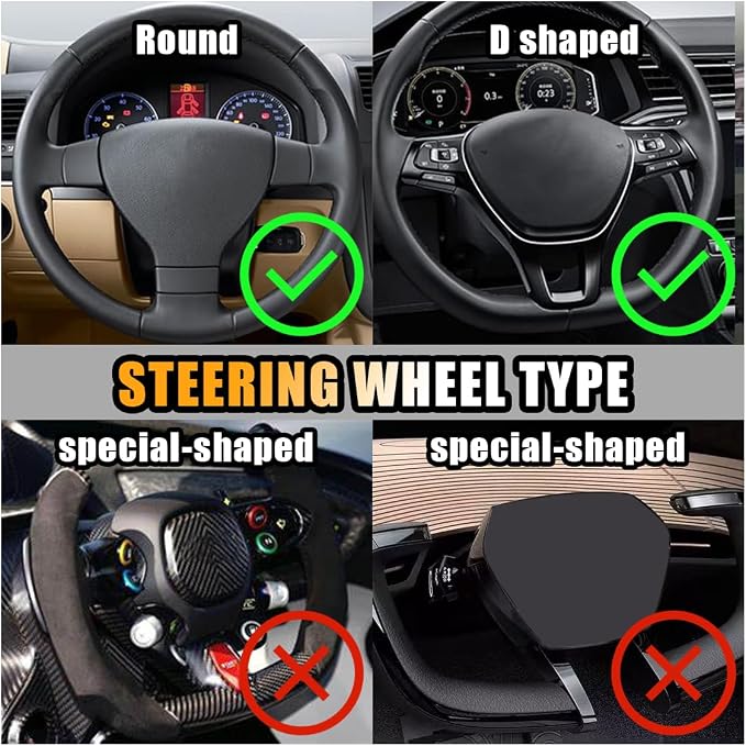 JOYCOURT 15 Inch Bling Soft Leather Car Steering Wheel Cover, White | Colorful Rhinestones Design, Auto Elastic Protector for Women Girls, Crystal Diamond Car Accessories for Most Cars, SUVs - Image 5