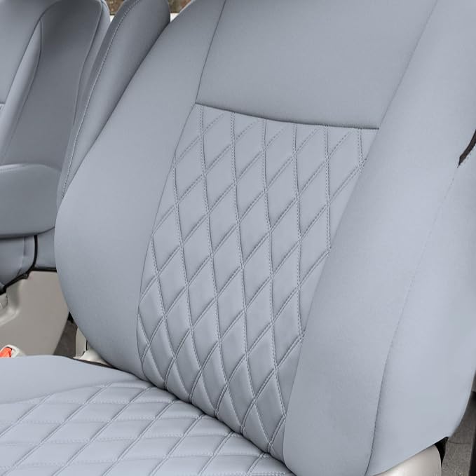 FH Group Custom Fit Car Seat Covers Specifically Made for 2011-2020 Toyota Sienna 7 Seater with Ultraflex Neoprene Water Resistant Automotive Seat Covers - 2nd Row Solid Gray - Image 4