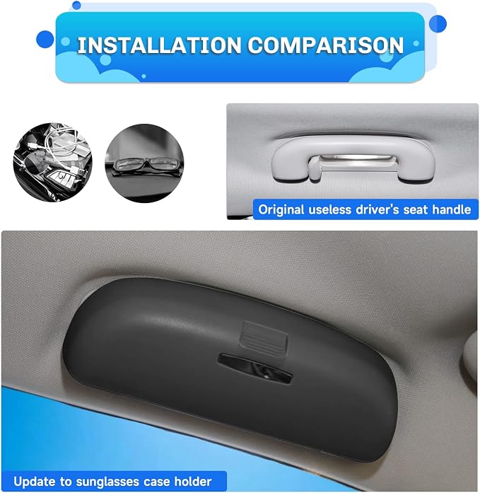 SXCY for 2022-2025 2026 Hyundai Tucson Santa Cruz Glasses Holder Box | 2024-2026 Tucson Santa Cruz Interior Sunglasses Case Holder 2024-2026 Tucson Accessories Handle Replaced Storage(Dark Gray) - Image 2