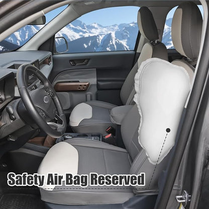Mabett Seat Covers for 2022-2026 Maverick Accessories (Gray & White) | Full Set Seat Protectors, PU Leather, Waterproof, Breathable Fabric, Airbag Compatible, Safety Belt Cutouts - Image 4