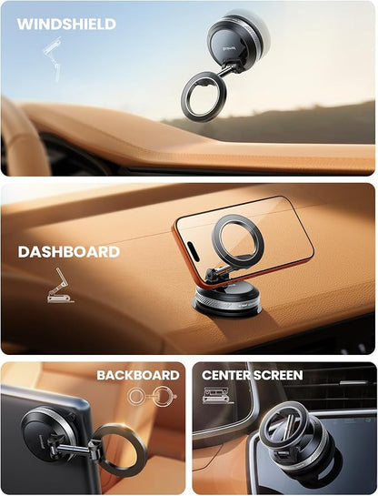 Lamicall Car Phone Holder for Magsafe Dashboard Windshield Nano Gel Vacuum | 20X Magnetic Phone Holders for Your Car 360° Suction Cup Phone Mount for iPhone 17 16 15 14 13 12 Pro Max Gift Truck Silver - Image 2