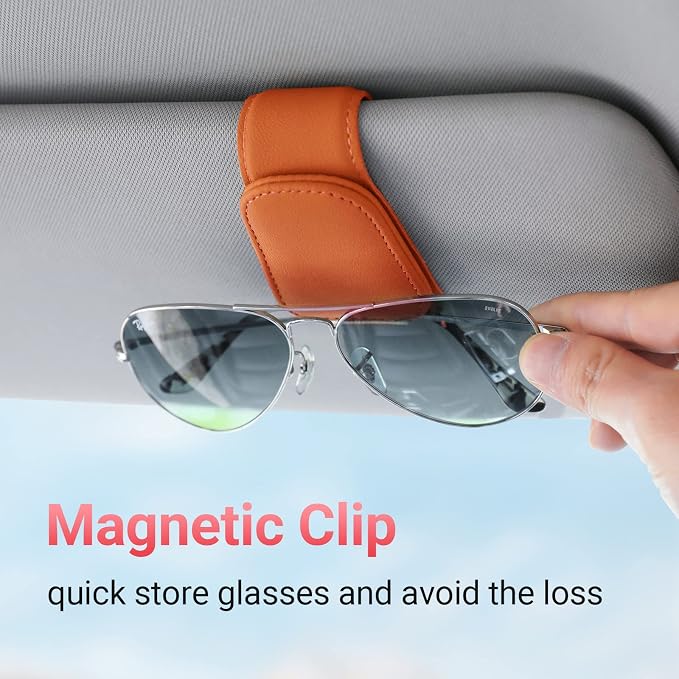 Sunglass Holder for Car Sun Visor Sunglasses Clip Car accessories -Orange | sun visor organizer, ticket card clip, eyeglass sunglasses holder, one-handed magnetic, anti-scratch, car decor for truck SUV - Image 2