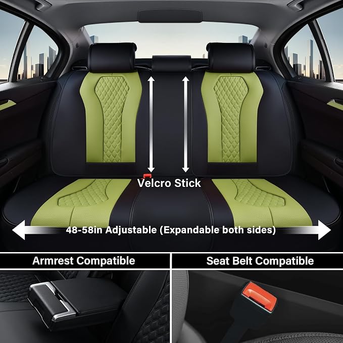 Coverado Seat Covers, Car Seat Covers Full Set, Green Car Seat Cover, Car Seat Cushion Waterproof, Luxury Auto Seat Covers, Seat Cover Car Seat Protector Fit for Most Cars - Image 3