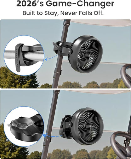 Koonie 8'' 10000mAh Battery Operated Misting Fan with Max. 48 Hrs Runtime | Portable Mist Desk Fan with Clip, 3 Speeds, 2 Spray Modes, 200ML Tank for Golf Cart Home Office Travel Camping Stroller - Image 2