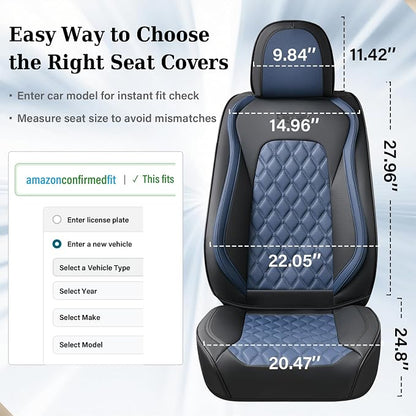 Coverado Universal Car Seat Covers Full Set, Sporty Non-Slip Waterproof Faux Leather Front & Rear Seat Protectors for Trucks SUVs, Mens Automotive Interior – BlackBlue - Image 8