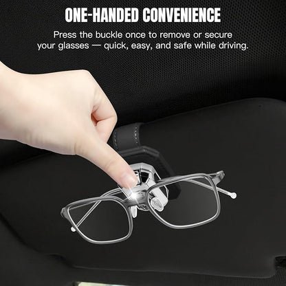 2PCS Sunglass Holder for Car Visor, Faux Leather Eyeglass Holder Clip for Car Sun Visor Organizer, Universal One Handed Operation Sun Glass Hanger, Car Interior Accessories for Women Man - Image 2