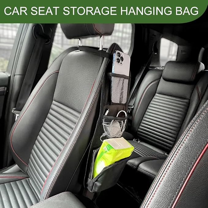 Car Seat Side Organizer, Car Storage, Auto Seat Storage Hanging Bag for Drink Glasses Phone Wallet, Auto Accessories Multifunctional Automotive Mesh Net Pocket for SUV RV Truck (1PCS) - Image 4
