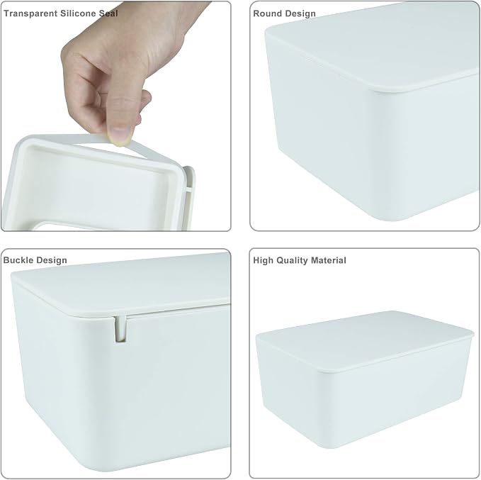 Diaper Wipes Dispenser, Tissue Storage Box Case (White) | Wet Wipe Dispenser Holder with Lid for Home, Office, Cars - Image 5