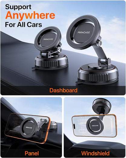 Miracase for MagSafe Car Mount[3600gf Strong Magnet & 89+LBS Suction Base]Vacuum Magnetic Phone Holders for Your Car, 360° Adjustable Dashboard & Windshield Mount with Dash Accents for All Smartphones - Image 6