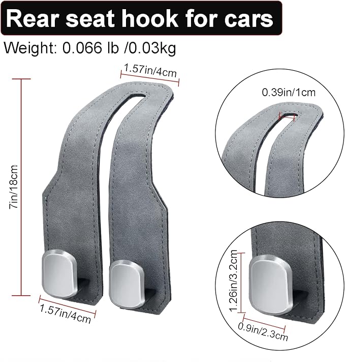 Car Seat Headrest Storage Hooks - 2 Pack Dual Hangers Design Organization Accessories, Car Interior Gadgets to Add Extra Holder and Hook for Purses,Bags,Coat and Handbag - Image 2