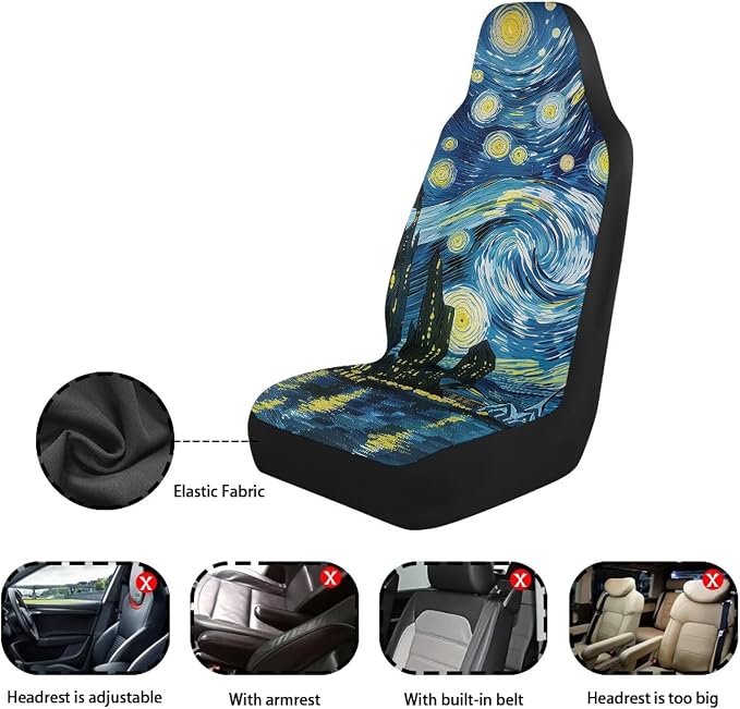 Automotive Seat Covers Starry Sky Seat Cover Front Seats Only for Women Men Universal fit for Cars, SUVs, Trucks Car Accessories Blanket Seat Protector Easy to Install - Image 7