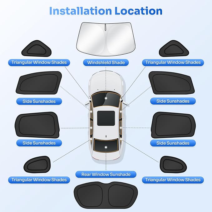 Canvcle Window Shades for 2015-2020 Honda Fit Accessories Windshield Sun Shade Side Rear Window Covers Sunshade Sun Visor Shield Privacy Protection for Camping Keep Vehicle Cool Black 10PCS - Image 5