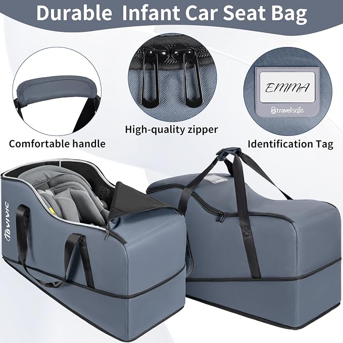 IBVIVIC Car Seat Travel Bag Compatible with UPPAbaby Aria and Mesa, Grey | Infant Car Seat Travel Bag Car Seat Cover for Travel - Image 5