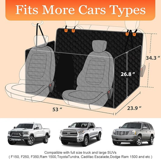 Mancro Waterproof Dog Hammock for Truck, Compatible with F150/RAM, Black | Visible Mesh Window,Great Gift,Storage Pockets,Effortless Cleaning, designed for full-size trucks, water-resistant polyester - Image 2
