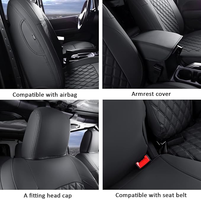 GIANT PANDA Wrangler JL Seat Covers Custom Fit for Jeep Wrangler,Premium Waterproof Faux Leather, 2018 2019 2020 2021 2022 2023 2024 2025 2026 JL 4 Door Without Rear Cup Holder Full Set (Black) - Image 5