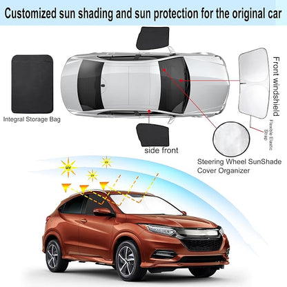 3PCS Car Window Shades Front Windshield Sun Shade Foldable Window Shade Custom Fit for 2016-2022 Honda HR-V HRV XRV Accessories Car Shades for Front Windows Anti-UV Rays Block Heat - Image 3