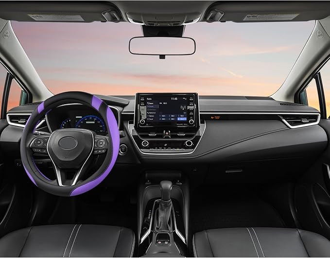 West Llama Customized Auto Car Steering Wheel Cover for Toyota Rav4 Corolla Camry Highlander (Black+Purple-Standard Size) - Image 3