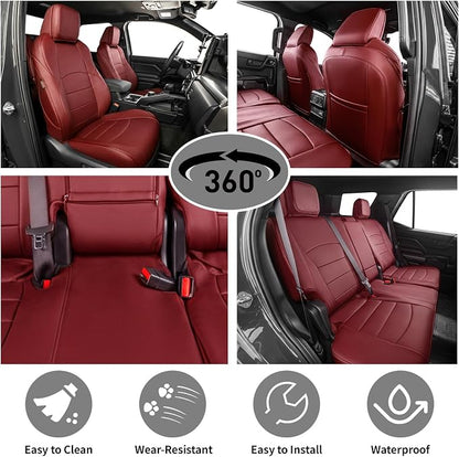 EKR Car Seat Covers Custom Fit for Toyota 4Runner(7 Seats) Full Set | for Toyota 4 Runner 2010-2024 Seat Covers for SUV,Airbag Compatible,Waterproof Pet-resistant,Faux Leather(Burgundy) - Image 4