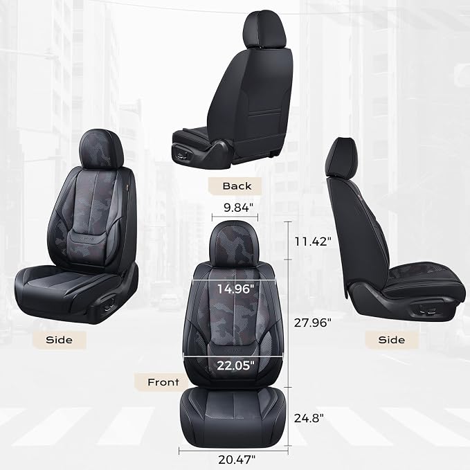 Coverado Car Seat Covers, Seat Covers for Cars, Waterproof Leather Auto Seat Protectors, Leather Car Seat Cushion, Car Interiors Accessories Universal Fit for Most Cars - Image 4