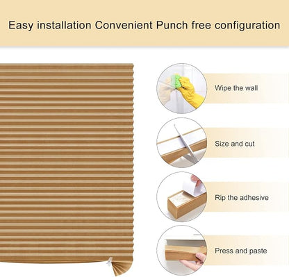 Window Blinds Cordless No Drill Cut to Size Clip On Stick On Self Adhesive Temporary Blinds Pleated Paper Blinds for Windows Doors Shades for Home Nursery Bedroom Kitchen Bathroom | Non-Woven, Light Filtering, Easy Install, Self Adhesive, Pleated Windo... - Image 3