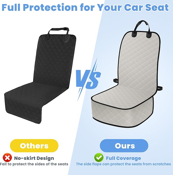 ELONGRIVER Dog Car Seat Covers, Waterproof Front Seat Cover | Scratch-Proof, Nonslip Pet Passenger Seat Cover Protector, Universal Fit for Cars Trucks SUVs, Large Size 1 Pack, Beige - Image 5