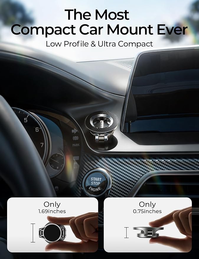 LISEN for MagSafe Car Mount, Magnetic Phone Holder for iPhone, Carbon Fiber | Super Compact Foldable Phone Holder for Car, 24 Strong Magnets Power for iPhone 12-17 Series, Classic 3M Adhesive No Residue - Image 4