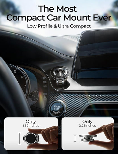 LISEN for MagSafe Car Mount, Magnetic Phone Holder for iPhone, Carbon Fiber | Super Compact Foldable Phone Holder for Car, 24 Strong Magnets Power for iPhone 12-17 Series, Classic 3M Adhesive No Residue - Image 4