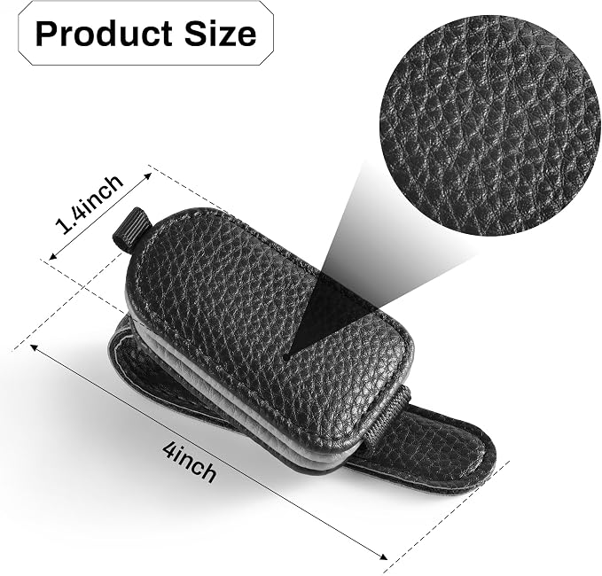 SINGARO Sunglasses Holder for Car, Leather Magnetic Buckle Sun Visor Sunglass Clip, Ticket Card Storage Glasses Clip, Car Interior Accessories for Men and Women（2PCS Black-Gray） - Image 5