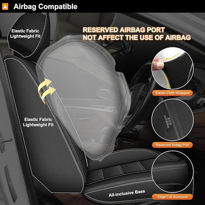 Car Seat Covers Custom for Hyundai Genesis 2009-2016/Genesis G80 2015-2024 | 5 Seats Full Set,Waterproof Luxury Leather,Interior Seat Protector Accessories,Airbag Compatible,Easy to Install,Black - Image 4