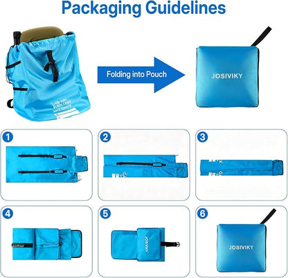 Universal Foldable Stroller & Car Seat Airplane Gate Check Travel Bag, Blue | Water Resistant Fabric, Adjustable Shoulder Straps for Easy Carry, Airplane Travel Essential. - Image 6