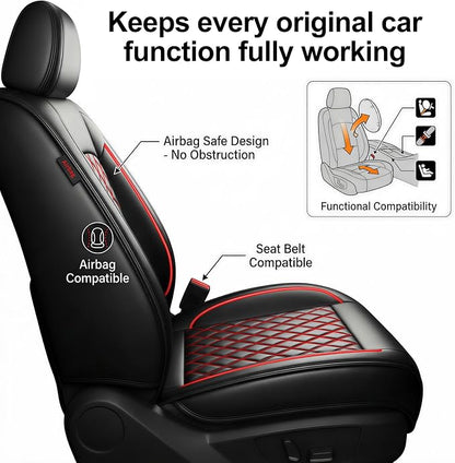 Fit for Tacoma Seat Covers Compatible with Toyota Tacoma 3rd gen 2016-2023 - Waterproof Breathable Leather Seat Cushions Protector,Airbag Compatible,Only 2 Front seat Covers(Redline) - Image 6