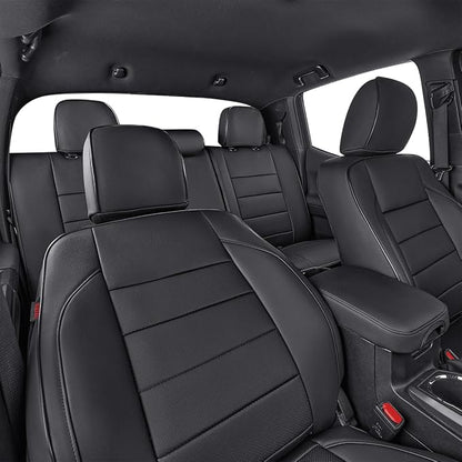 EKR Custom Fit Tacoma Leather Car Seat Covers for Toyota Tacoma 2012 2013 2014 2015 (TRD Sport Seats)- Full Set,Faux Leather(Black) - Image 5