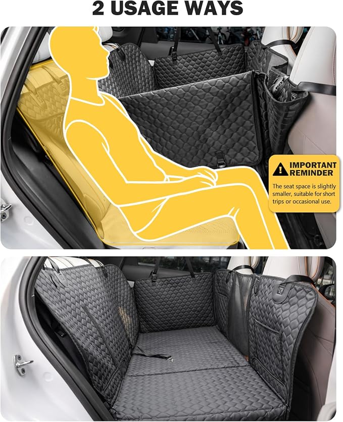 Dog Seat Cover for Back Seat, PU Dog Car Seat Cover Holds 420 lbs, Material Waterproof, Anti Scratch, Easy to Use and Clean, Hard Bottom Back Seat Extender for Dogs, Comfortable Car, SUV, Truck - Image 8