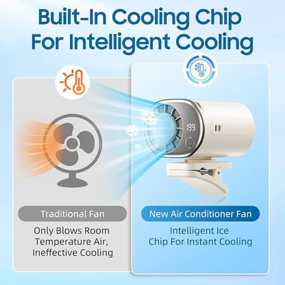 Car Clip on Air Conditioner Fan with Display,Portable Mini Cooling System for Auto Vehicle,Hands-Free Clip on Air Conditioner Fan,360° Rotation Portable Mini Fan with 199 Speeds Cars,Work,Out-Black - Image 3