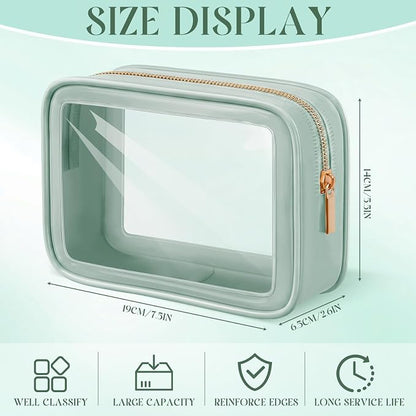 Hsei 6 Pcs Clear Makeup Bags Diaper Bag Organizer Travel Toiletry Bags with Zipper Clear Cosmetic Organizer Car Storage Pouch Bridesmaid Gift for Women Beach Vacation (Green) - Image 2